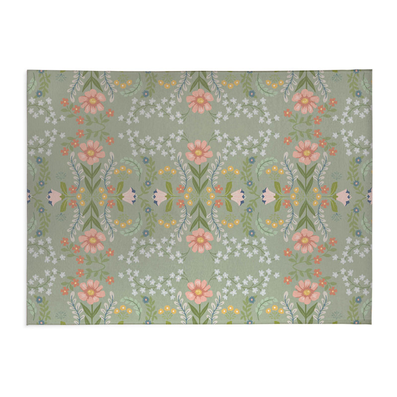 Tapis à linge Cecelia, Rectangulaire 3 pi x 5 pi, Sauge