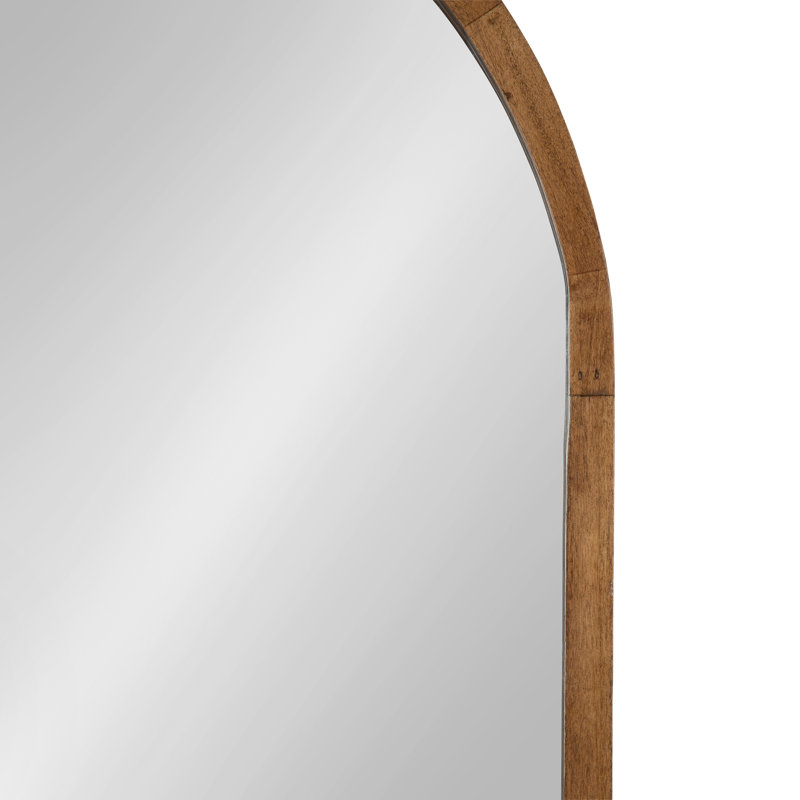 Skyeler Modern Wood Arched Accent Mirror, Natural Rustic, 36" x 24"