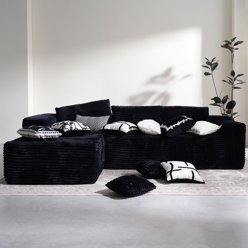 No Assembly Required Corduroy Fabric Sofa