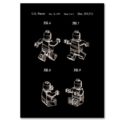 Eyron «Lego Man Vernis, page 2», reproduction d'impression sur toile tendue en noir