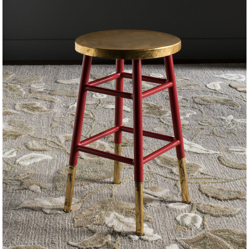 Worcester Counter Stool with Metal Frame, Red/Gold