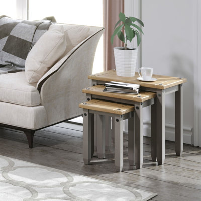 Payton 3-Piece Nesting Tables, Solid Pine, Corona Design