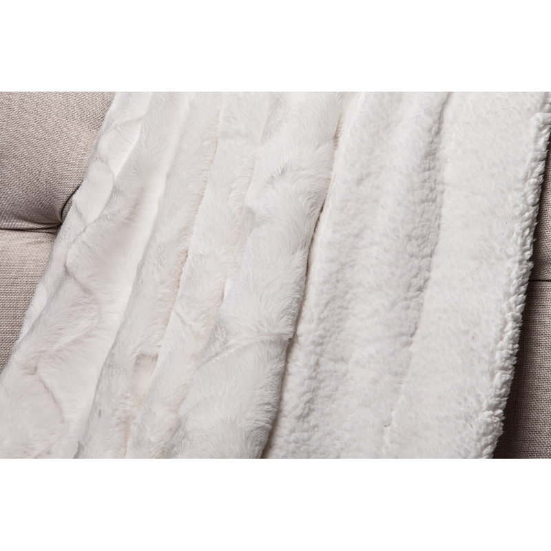  Jeté de lit en fausse fourrure, l 50 po x L 65 po, Blanc
