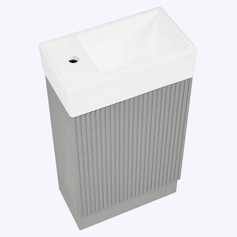 Ensemble de meuble-lavabo simple 18,6 "avec lavabo en céramique, ensemble de meuble-lavabo moderne avec tablette à deux niveaux