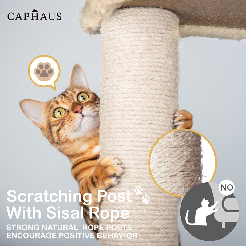 Beige 37-Inch Multi-Level Cat Tree with Sisal Scratching Posts