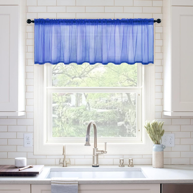 Markisha Tailored Window Valance, Navy Blue