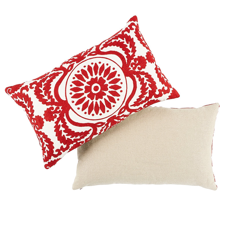 Castanet Embroidery Pillow, Red/White