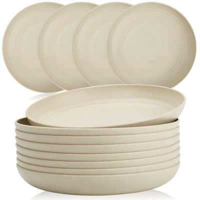 Wheat Straw Plates, 8-Piece (Beige)