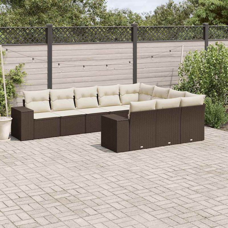 Ensemble de canapé de jardin Vidaxl brun et blanc crème