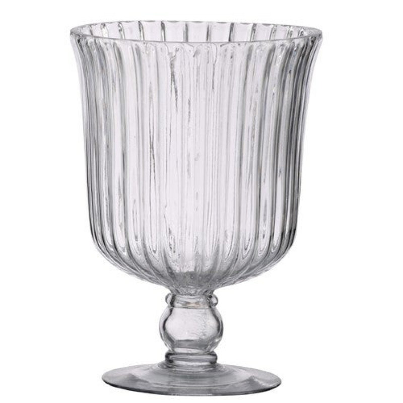 Vase piédestal à nervures, Hauteur totale - 7,1 po