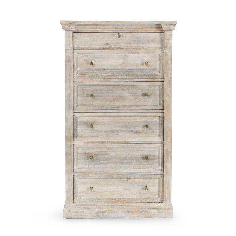 Adelaide 6 - Drawer Solid Wood Dresser, White Wash