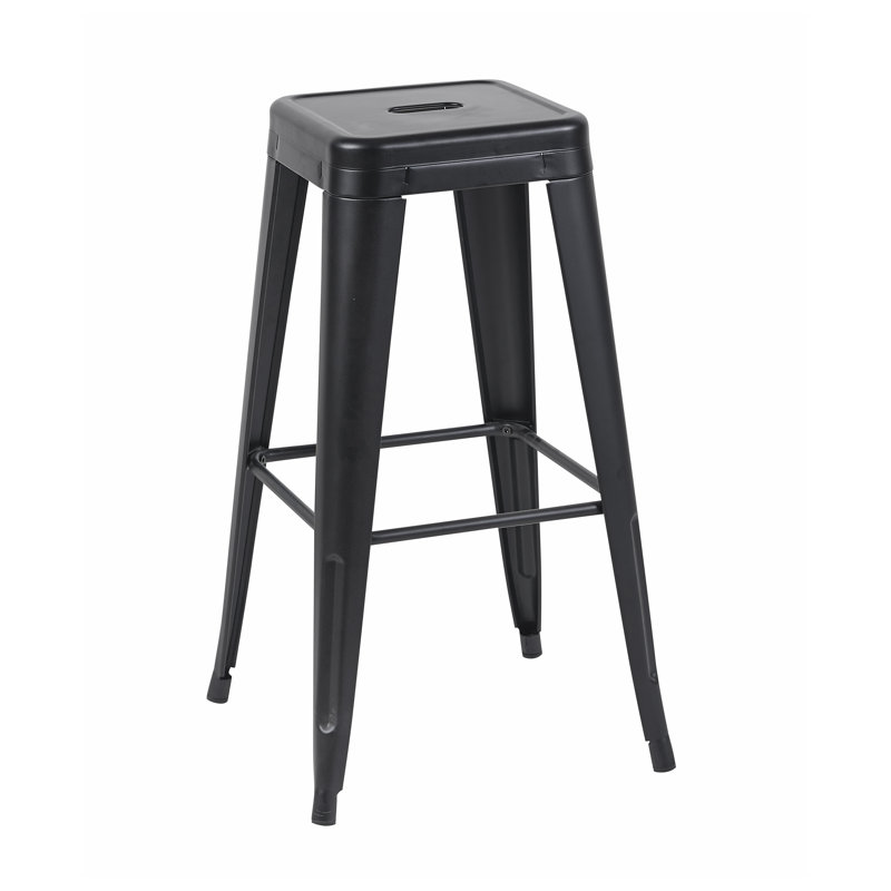 Ensemble de 2 tabourets de comptoir en métal noir mat, tabourets de bar sans dossier de 30 pouces pour la salle à manger, 2