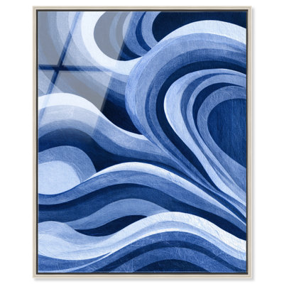 Impression acrylique encadrée Indigo Surge II, art côtier moderne par Art Remedy, cadre argenté, 16 x 20