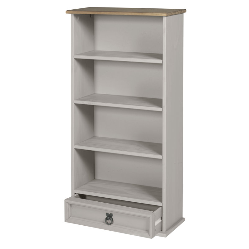 Bridewell Solid Wood 103cm H Media Shelves, Grey