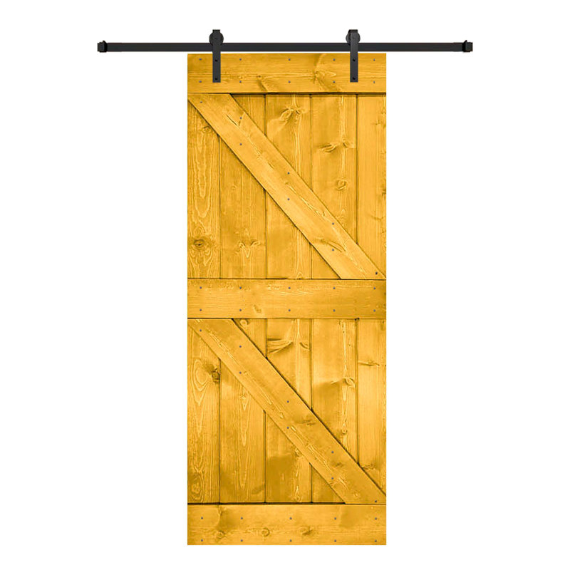 Porte de grange peinte 84 po 84 po, Jaune citron, 40 po x 84 po