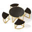 Ensemble de table basse ronde moderne avec tabourets gigognes et plateau en verre trempé
