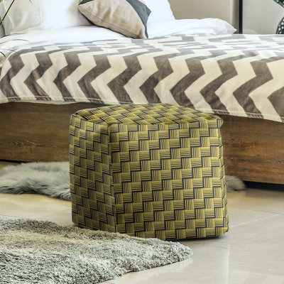 Repose-pieds cubique à rayures classic basketweave