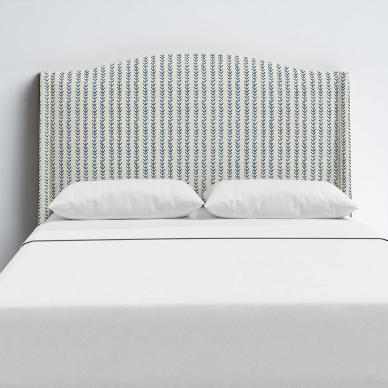 Vasiliy Upholstered Headboard, Full/Double, Cotton Striped Blue/White