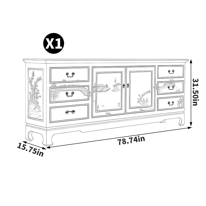 Meuble télé de luxe de style français, 78.74"