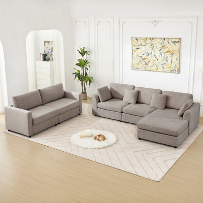 Crofford 2-Piece Living Room Set Modern L Shape Sofa Set
