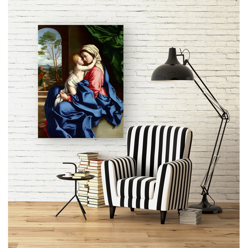 The Virgin And Child Embracing by Sassoferrato - Wrapped Canvas Painting, 80cm H x 60cm W x 4cm D