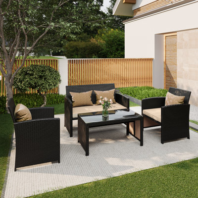 4 PCS Outdoor Seating Group with Cushions for 4 Person