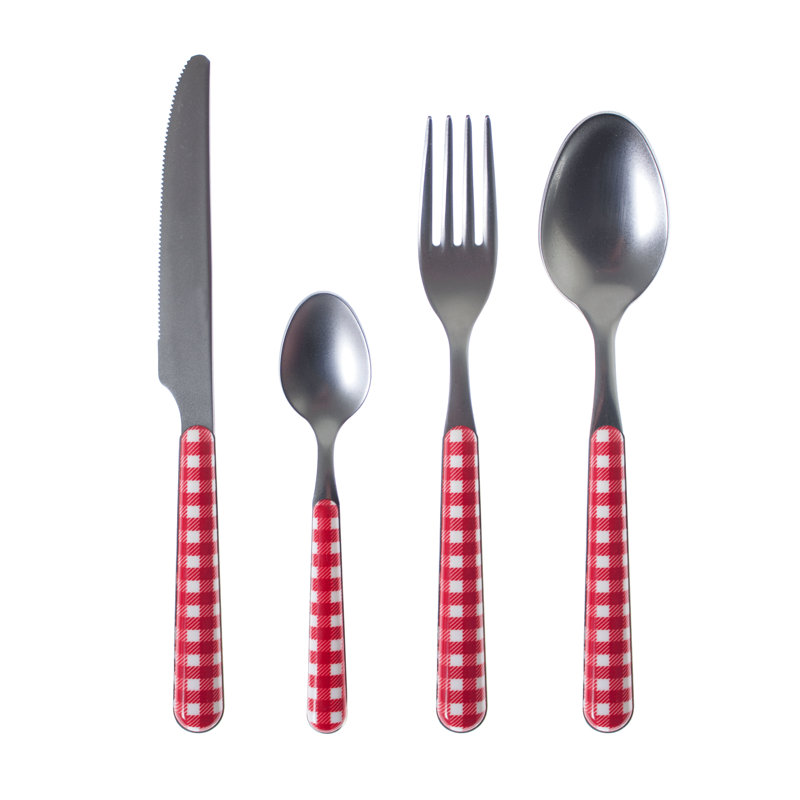 Minchinhampton 24 Piece 18/10 Stainless Steel Cutlery Set, Service for 6, Red/White