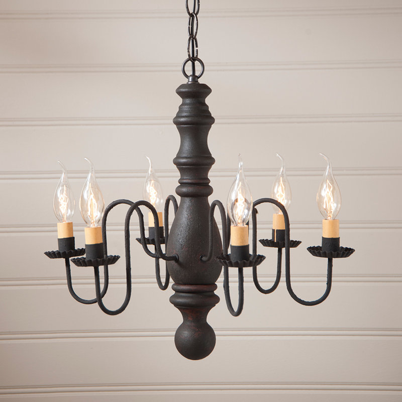 Lustree 6 lumières façon bougie/classique Shisler, Noir Hartford sur rouge