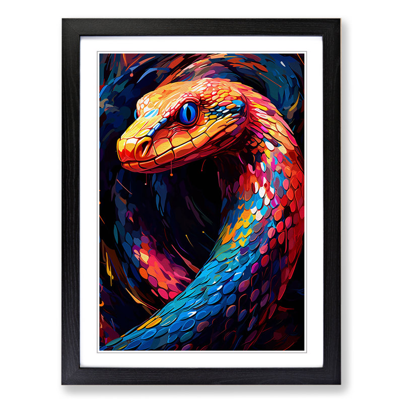 Python Abstract - Framed Print, Black, 34cm H x 25cm W x 2cm D