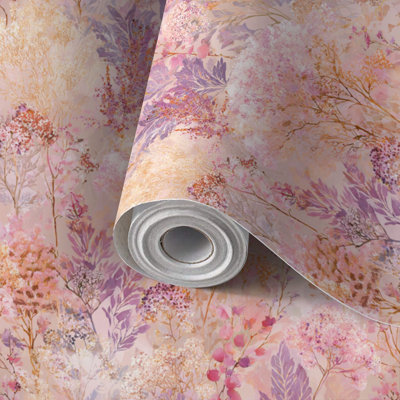 Papier de contact à peler et coller papier adhésif harmonieux à répétition florale subtile intérieure auto-adhésive et amovible 17,7 po x 118 po (45 x 300 cm)