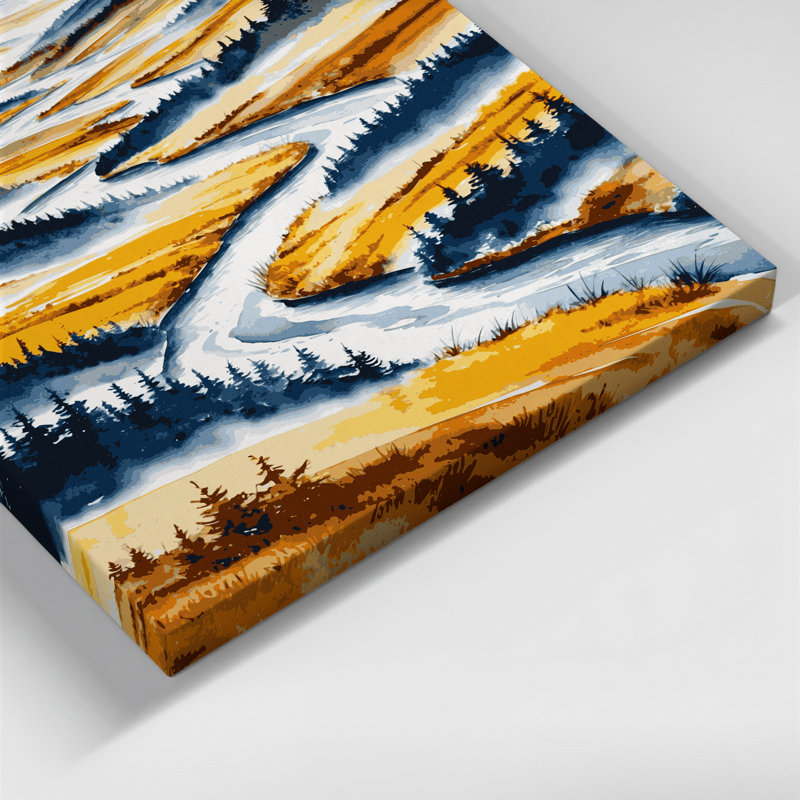 Aquarelle, paysage, 62, toile beige, H 12 po x l 18 po