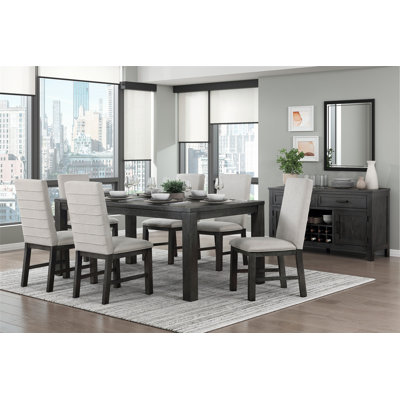 Classical Modern Dining Set Rectangular Table and 6 Upholstered Chairs -  Corrigan StudioÂ®, 684664DE8EE2432B84E98C3B93903621