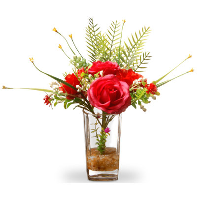 Arrangement de fleurs roses 12 po