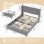 Structure de lit Windzer - Aucun sommier requis, 4 tiroirs de rangement Tête de lit à oreilles-2030624684