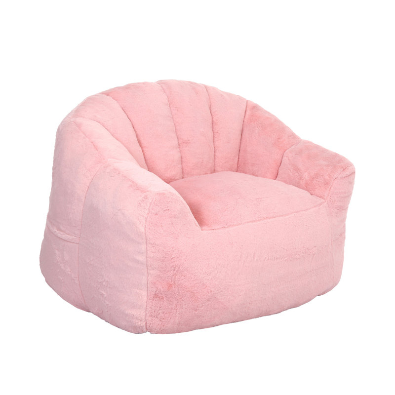 Bean Bag Chair, Pink Faux Fur