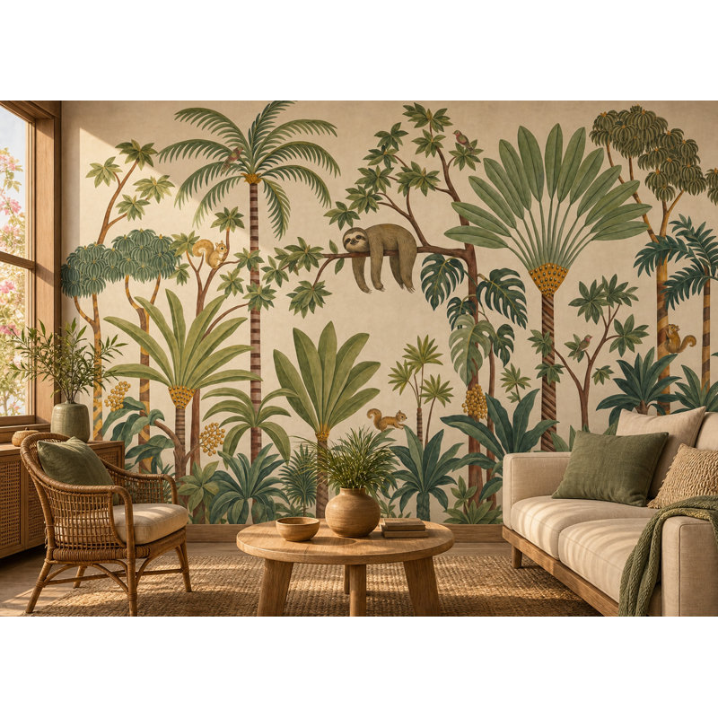 Papier peint texturé papier peint botanique tropical, 160 po x 108 po, Non-Woven Nonpasted