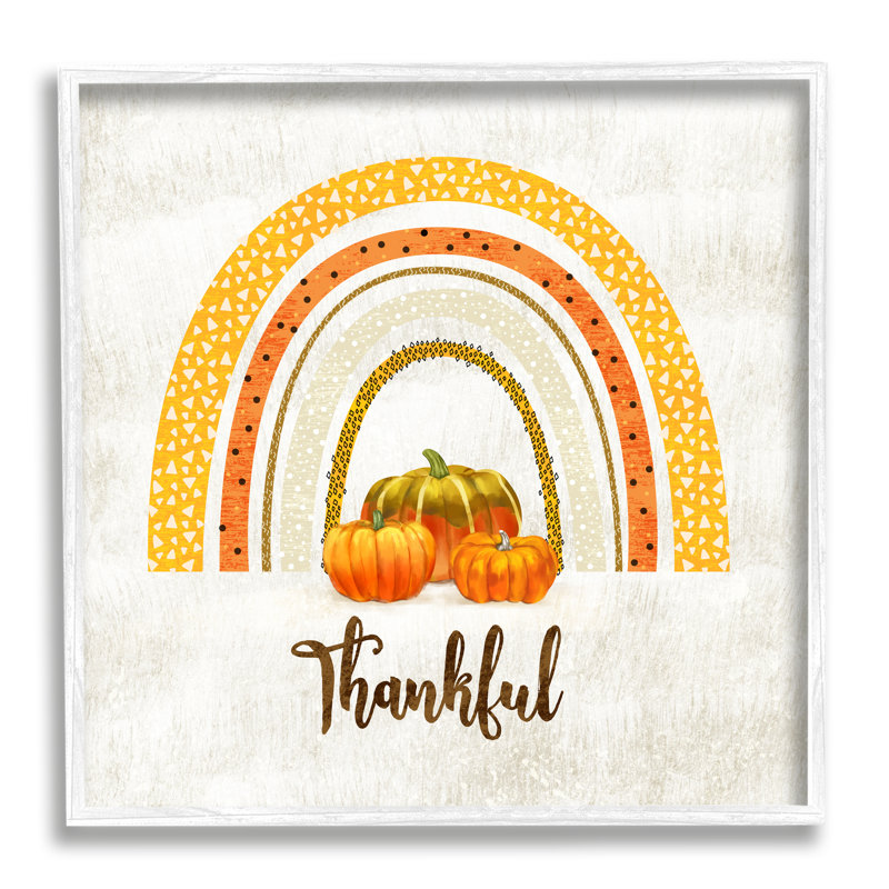 «Thankful Text Orange Autumn Rainbow Abstract Patterns» par Ziwei Li - impression, H 17 po x l 17 po x P 1,5 po