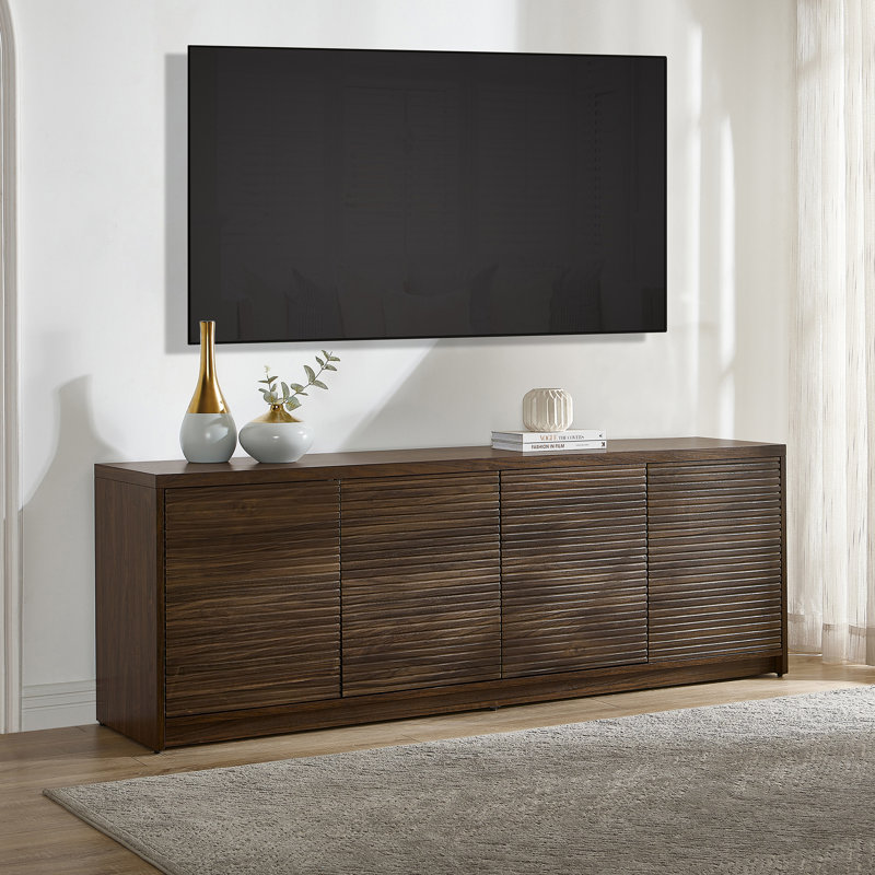 Evangalene Rectangular TV Stand for TV's up to 78", Dark Brown Wood