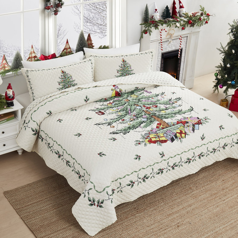 Spode® Christmas Tree Quilt Set, King Quilt + 2 King Shams