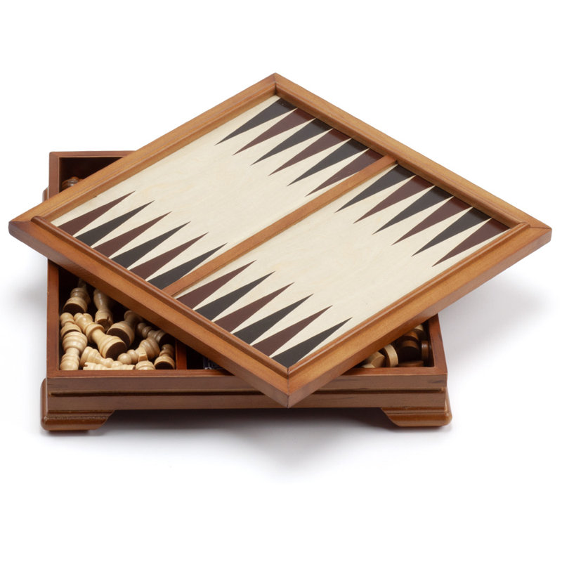 Deluxe Wooden 7-in-1 Board Game Set with Storage