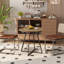 Table de salle à manger ronde moderne pour petits espaces avec pieds en métal minimalistes