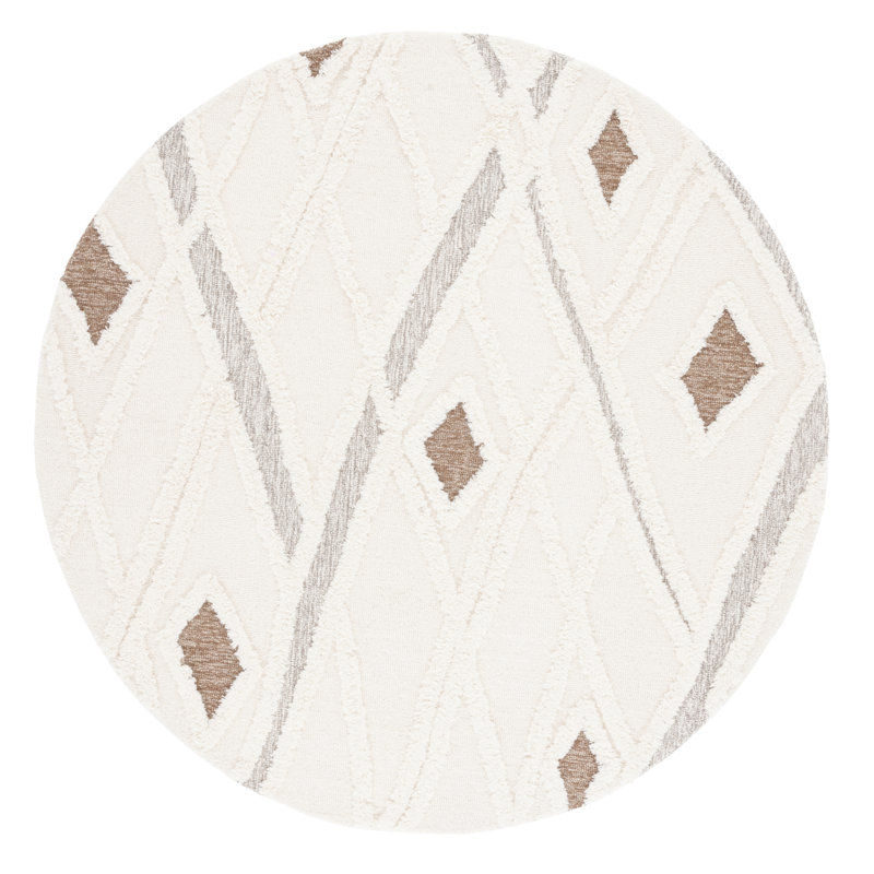 Adleigh Striped Wool Hand Tufted Area Rug, Round 183 cm