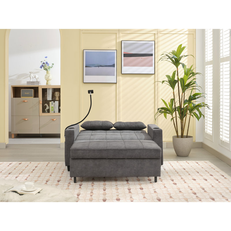 Fauteuil-lit Space en cuir gris foncé