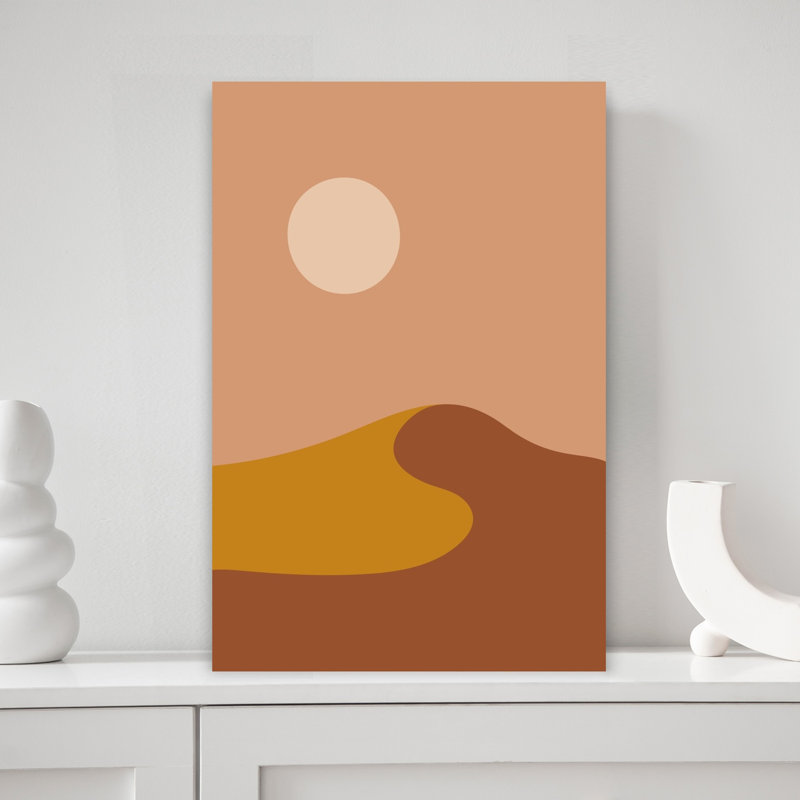 «Warm Desert Sun», impression de paysage abstrait de montagne moderne minimaliste, 18" H x 12" W