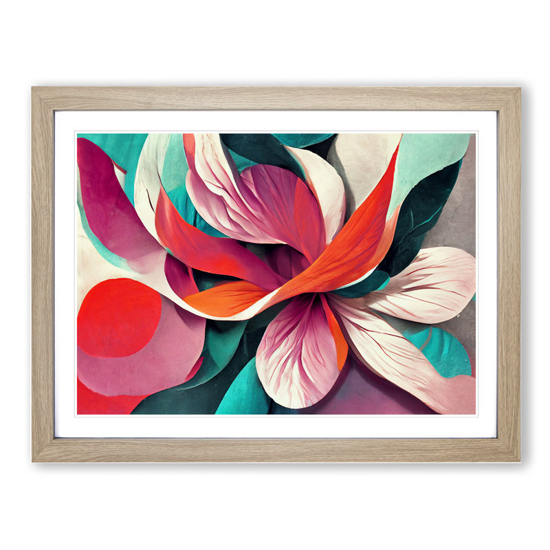 Artistic Flowers Abstract Vol.1 1 Piece Single Picture Frame Wall Art, 34cm H x 46cm W x 2cm D, Oak Framed