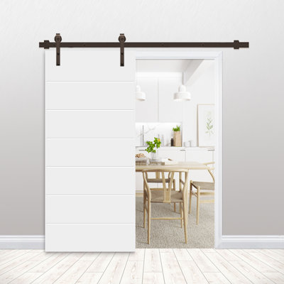 Hollow Paneled Painted without Installation Hardware Kit Barn Door