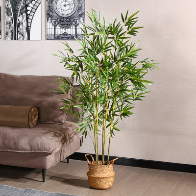 Adcock Artificial Bamboo Tree in Wicker Basket for Indoor and Outdoor Use