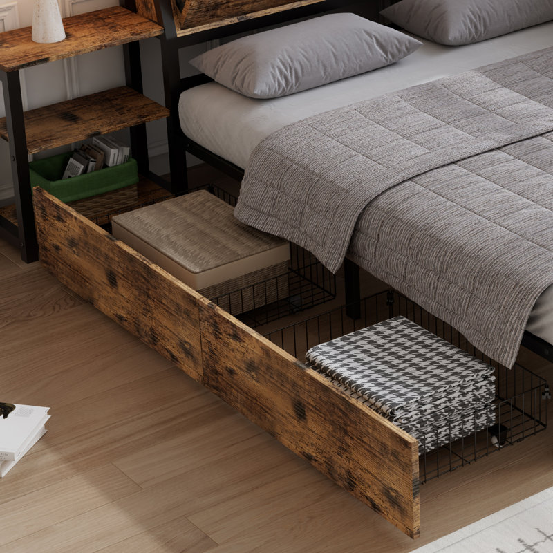 Rustic Double Storage Bed