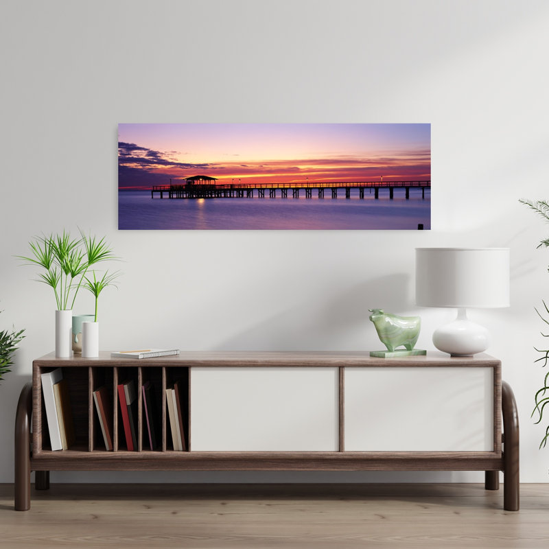 Coucher de soleil, art mural Pier, H 12 po x l 36 po