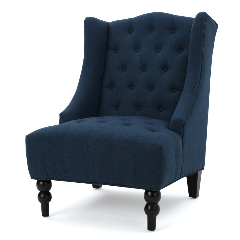 Danni-Lee Tufted High Back Accent Chair Club Chair Upholstered Chair Wingback Chair Living Room Chair, Navy Blue Linen